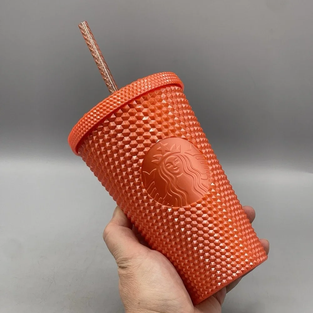 Starbucks Cold Cup Studded Pumpkin Matte Soft Touch Halloween‎ 16oz Europe 2024